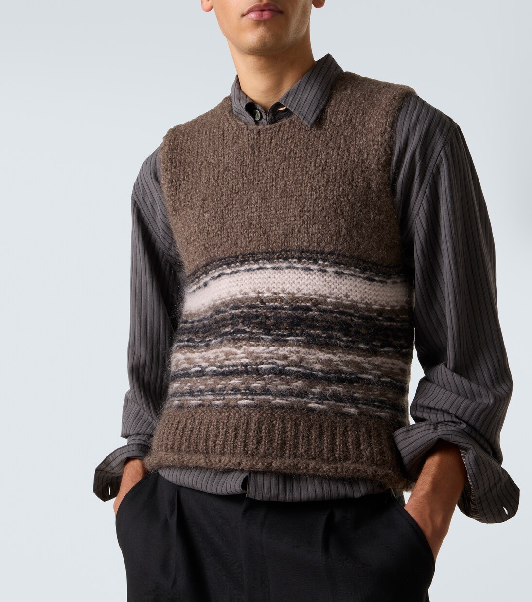 Pull sans manches Pleaser rayé en laine et mohair | Our Legacy