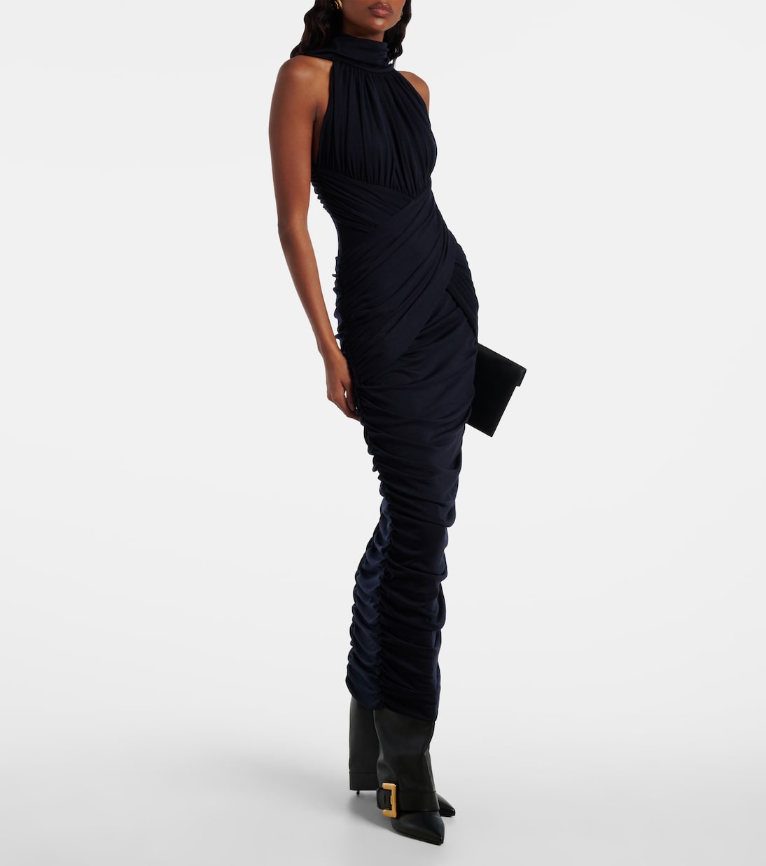 Ruched wool jersey midi dress | Balmain