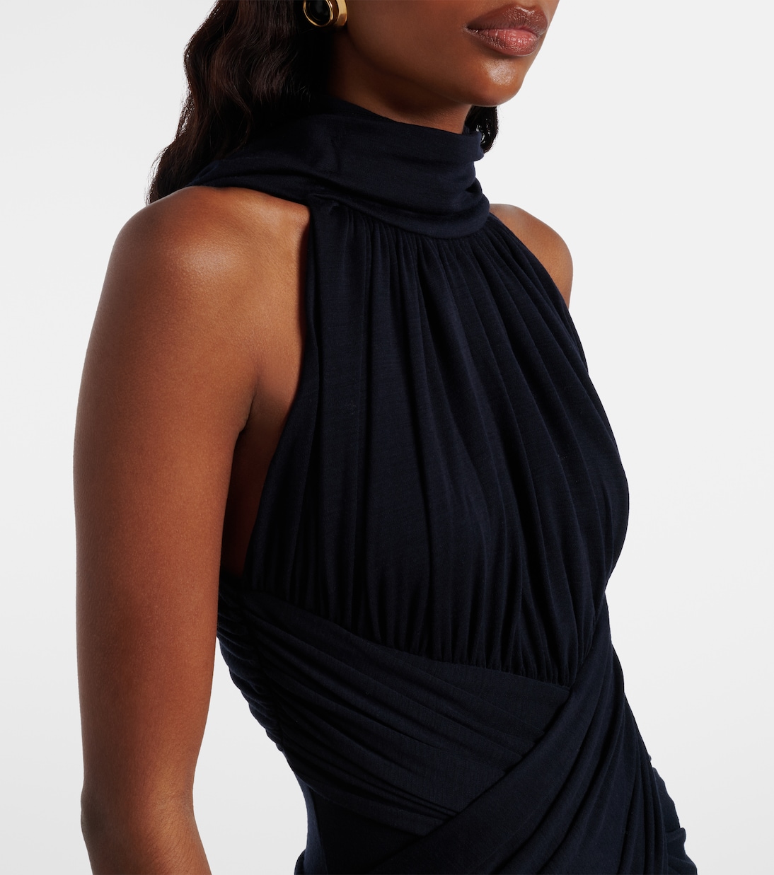Ruched wool jersey midi dress | Balmain