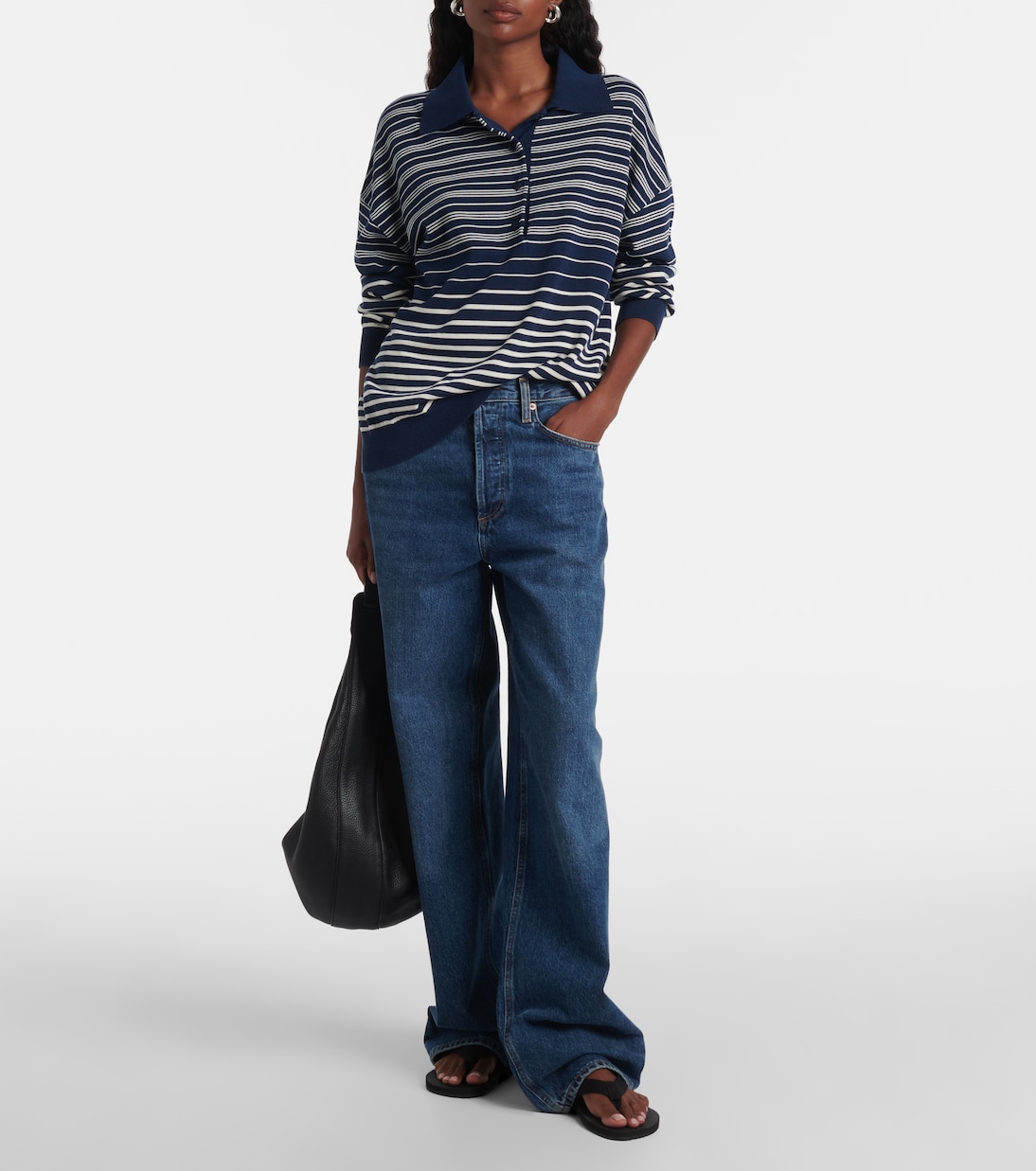 Harlow striped oversized polo sweater | Faithfull