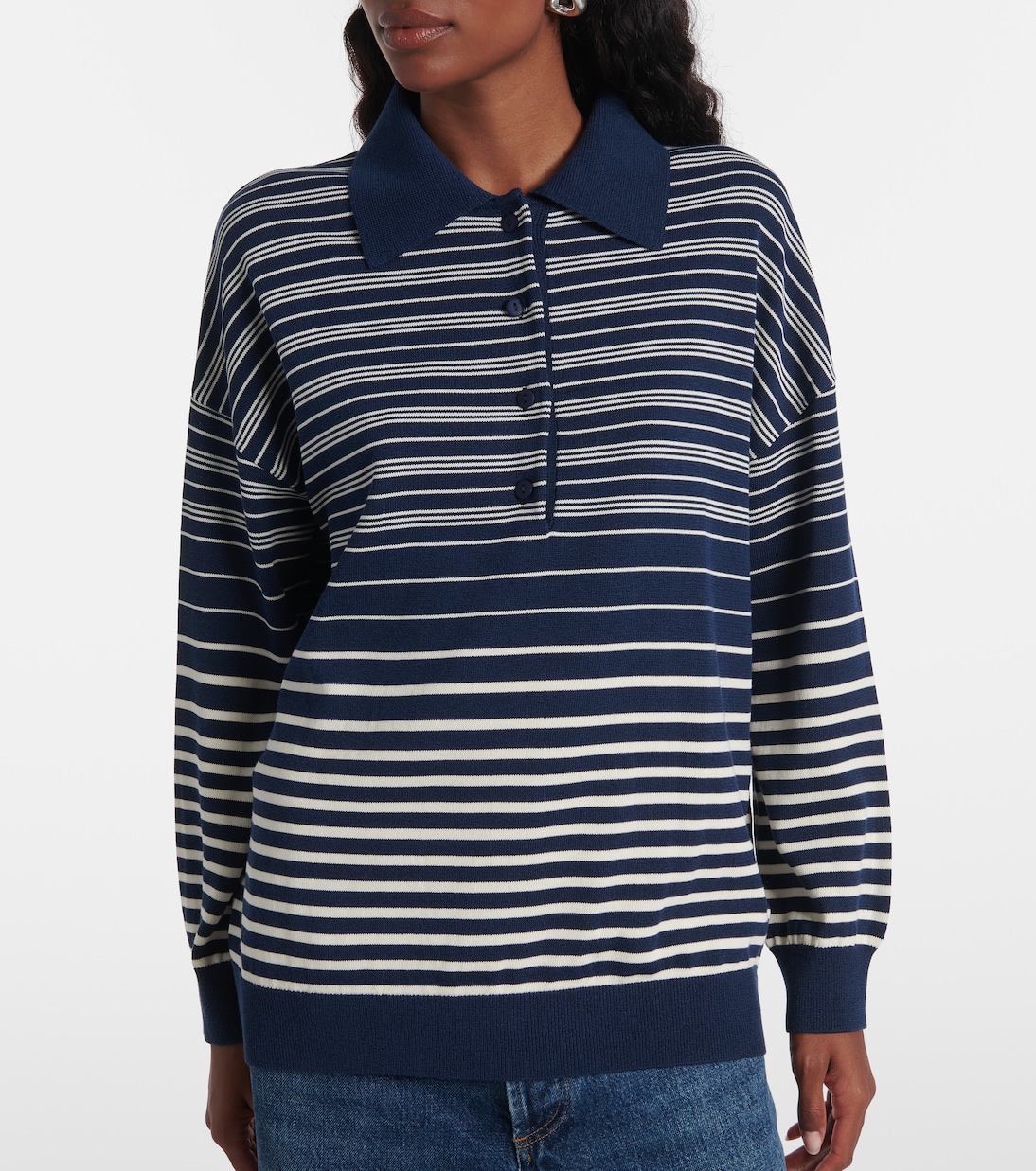 Harlow striped oversized polo sweater | Faithfull