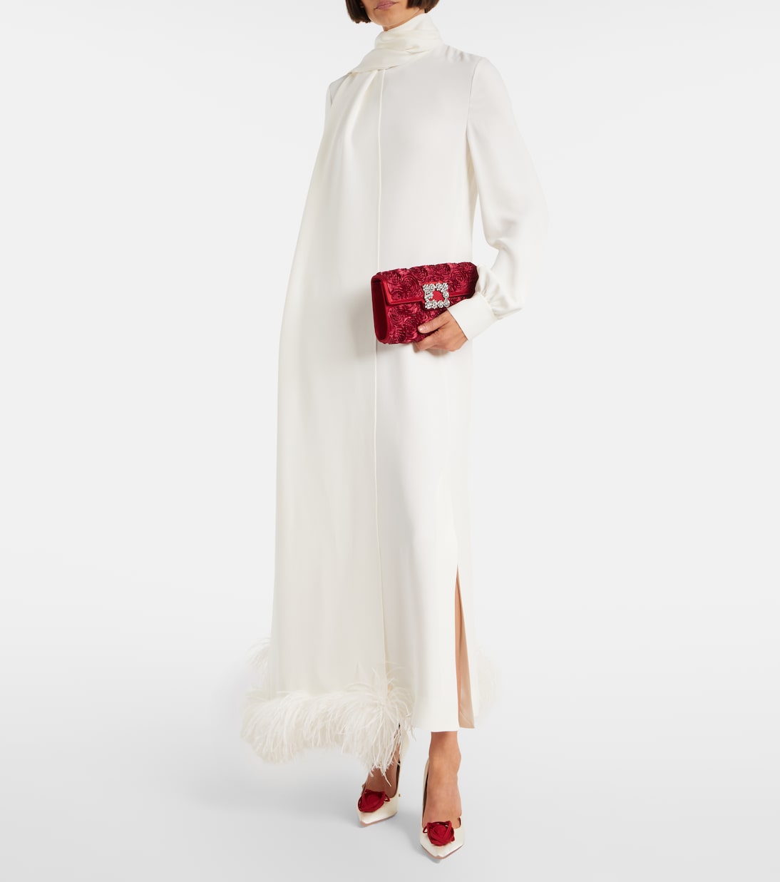 Envelope embellished satin clutch | Roger Vivier