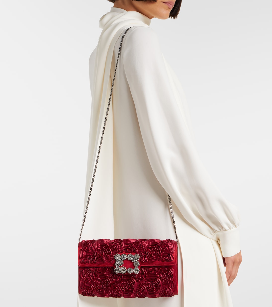 Envelope embellished satin clutch | Roger Vivier