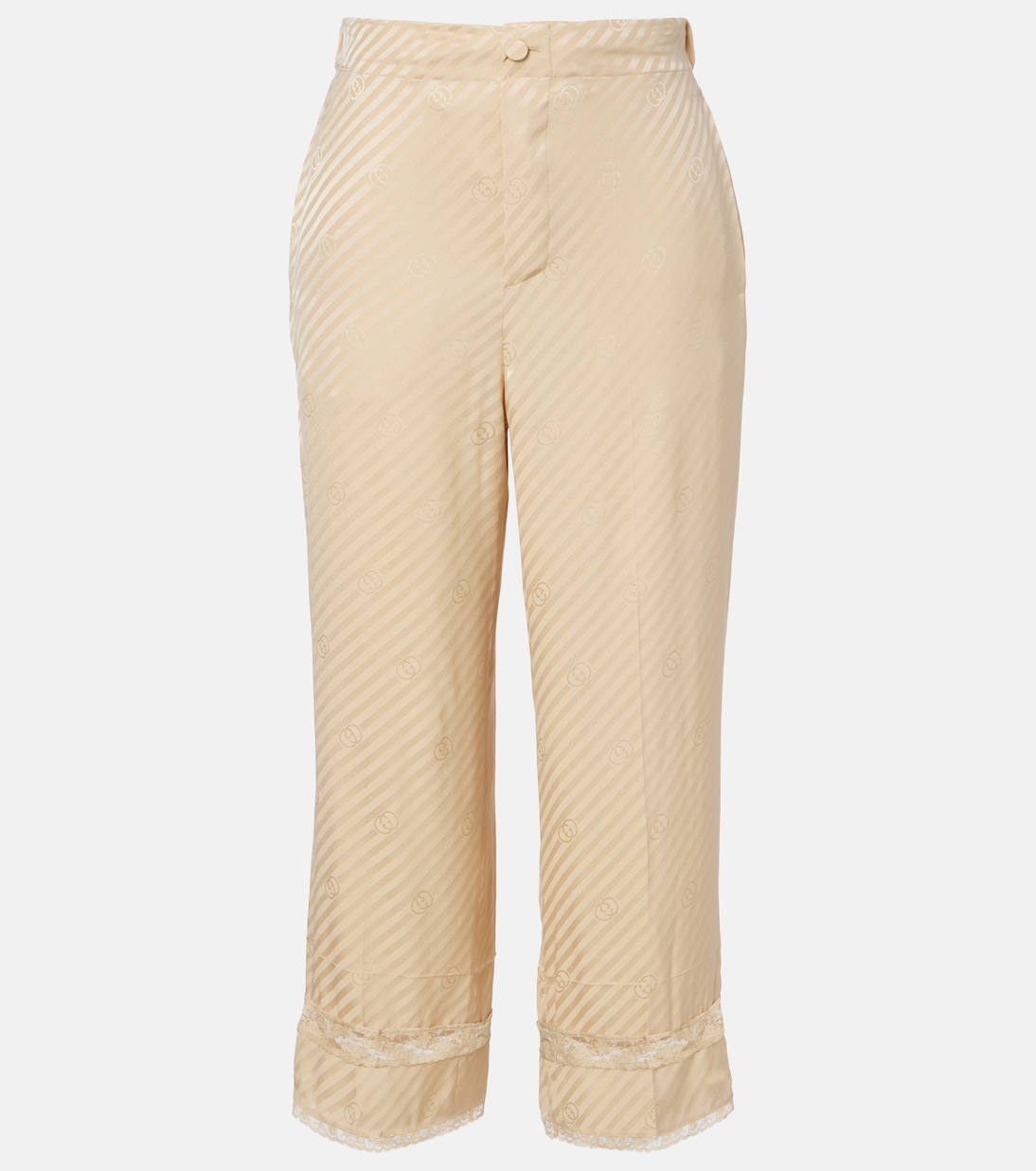 GG silk jacquard cropped wide-leg pants | Gucci