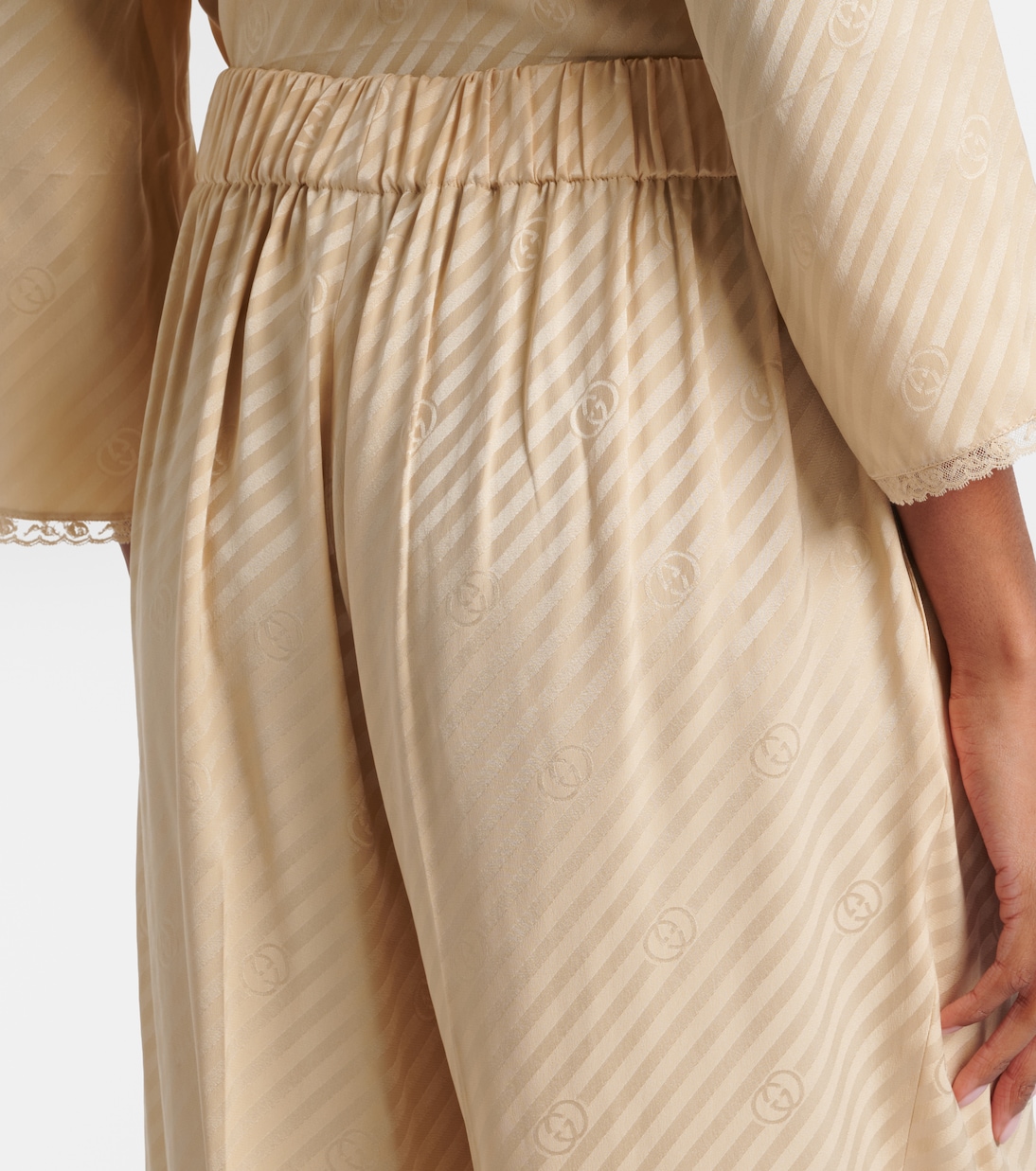 GG silk jacquard cropped wide-leg pants | Gucci