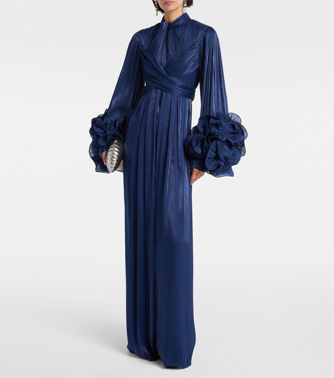Draped ruffled gown | Costarellos
