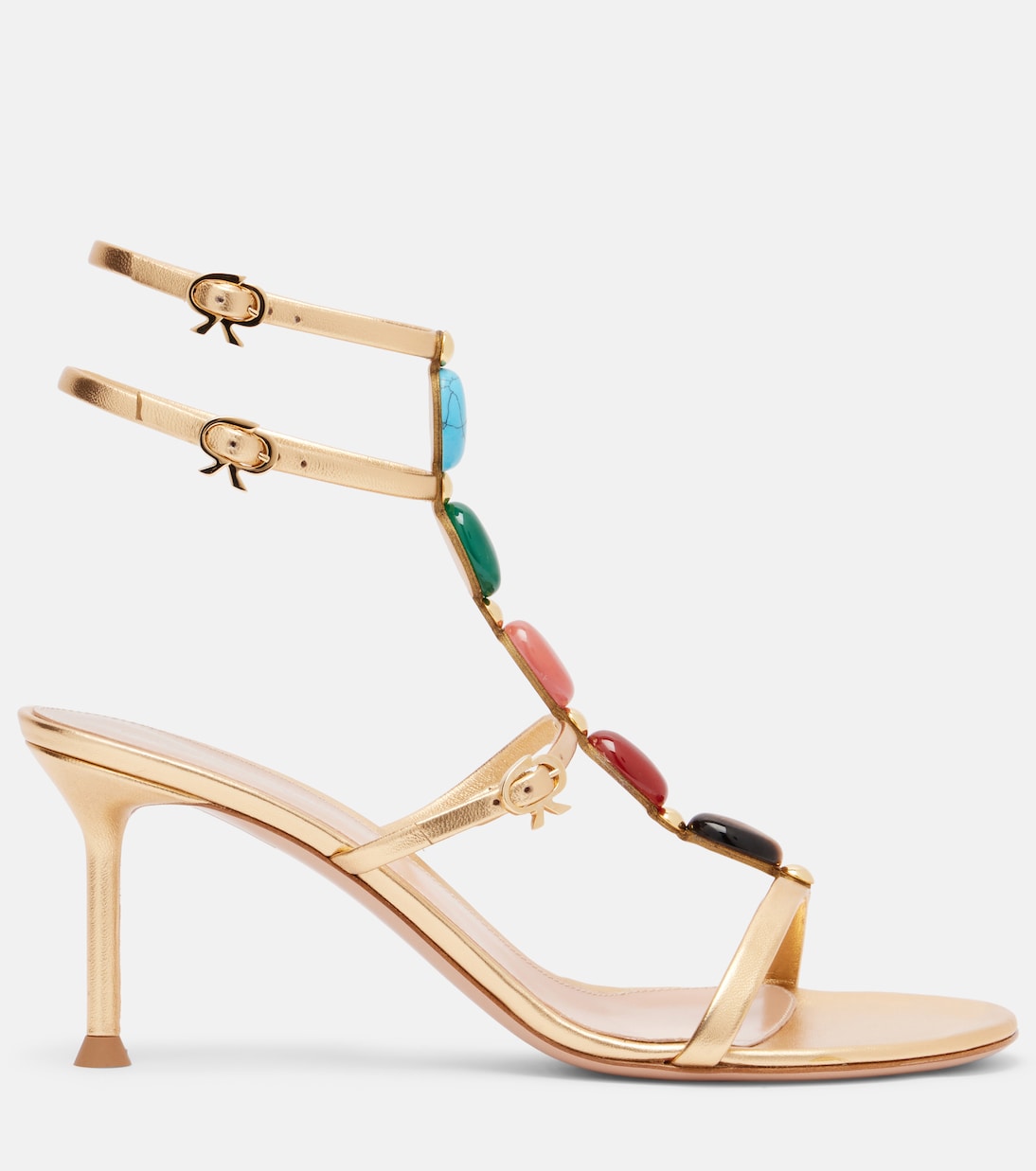 Sandales en cuir métallisé à ornements | Gianvito Rossi