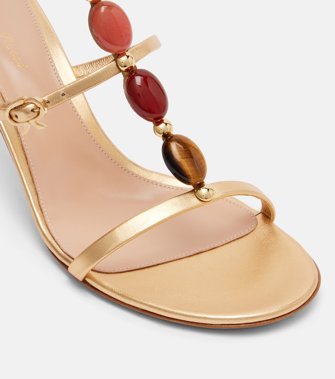 Sandales en cuir métallisé à ornements | Gianvito Rossi