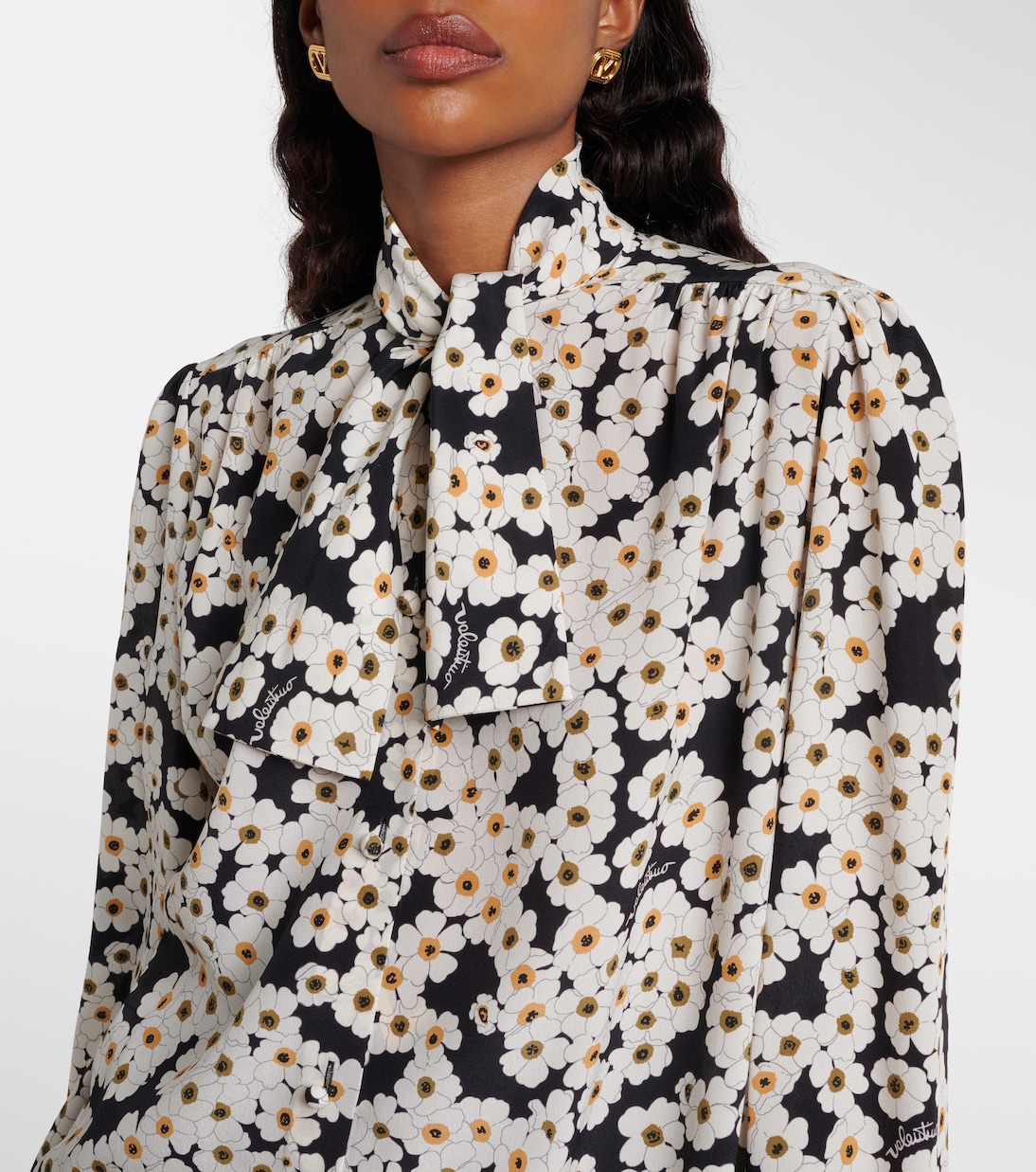 Camisa de satén de seda floral | Valentino