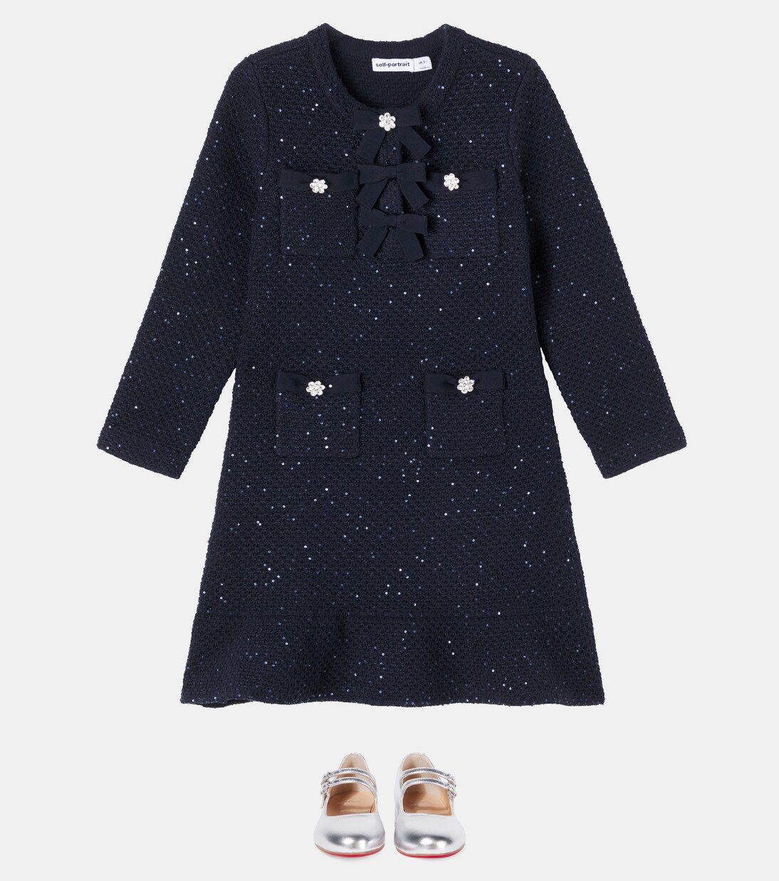 Bow-detail sequined dress | Self-Portrait Kids