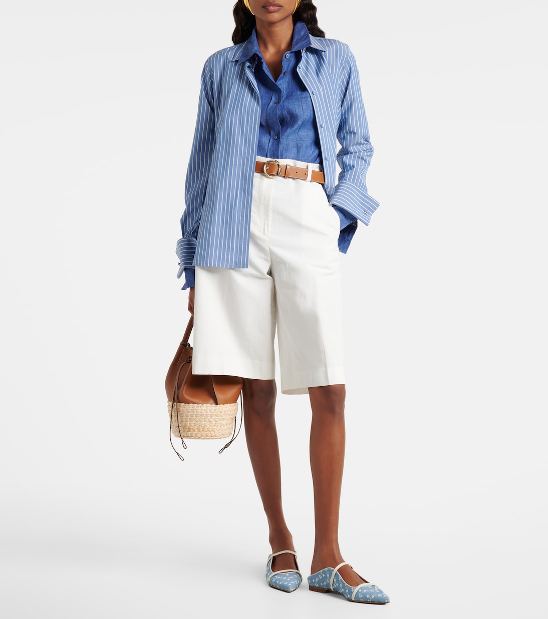 Maureen leather-trimmed denim mules | Malone Souliers