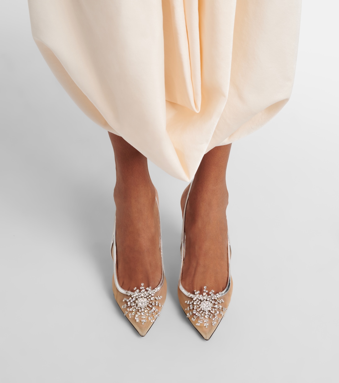 Crystal Firework 85 leather-trimmed slingback pumps | Aquazzura