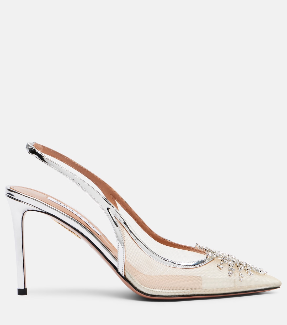 Crystal Firework 85 leather-trimmed slingback pumps | Aquazzura