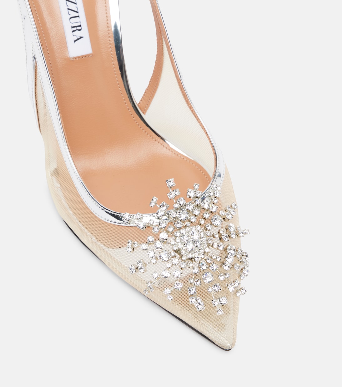 Crystal Firework 85 leather-trimmed slingback pumps | Aquazzura