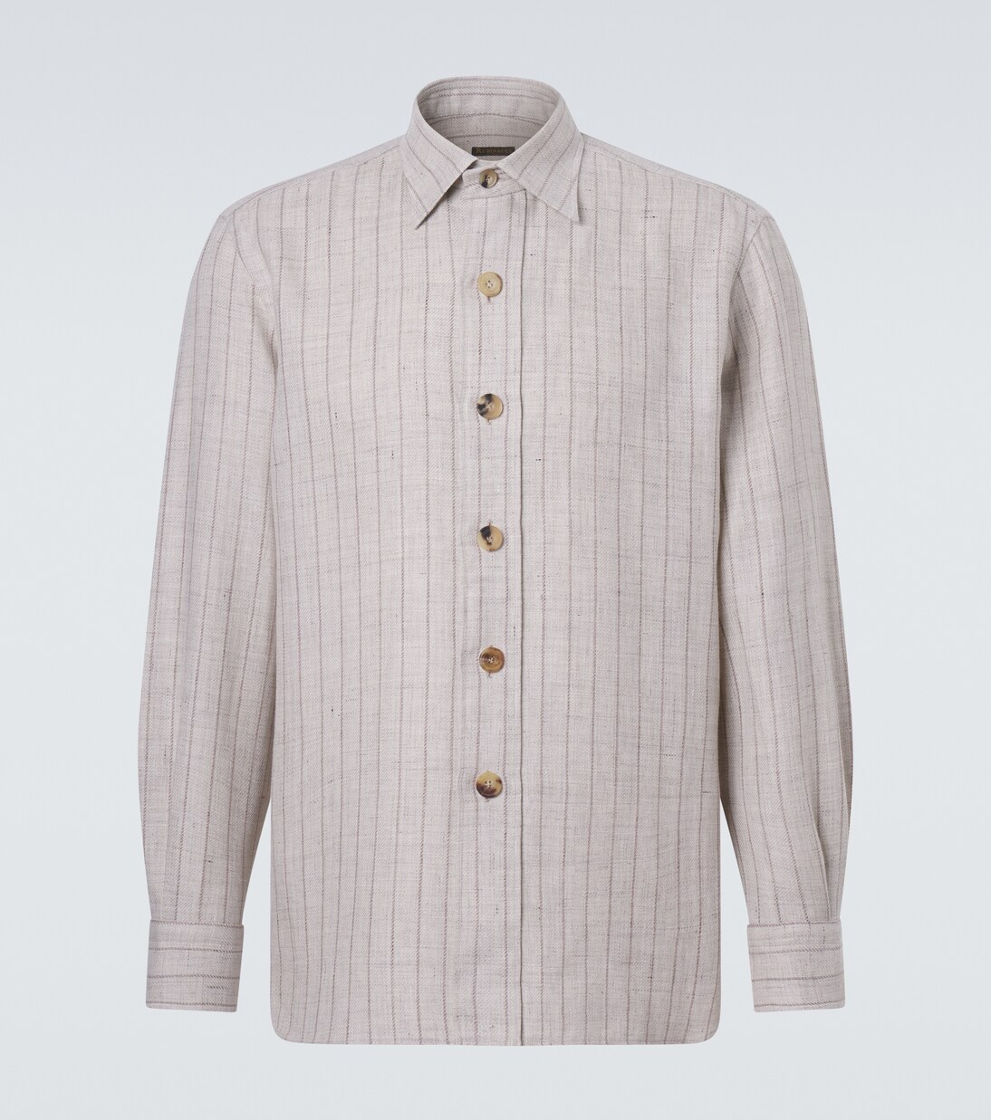 Striped linen and wool shirt | Rubinacci