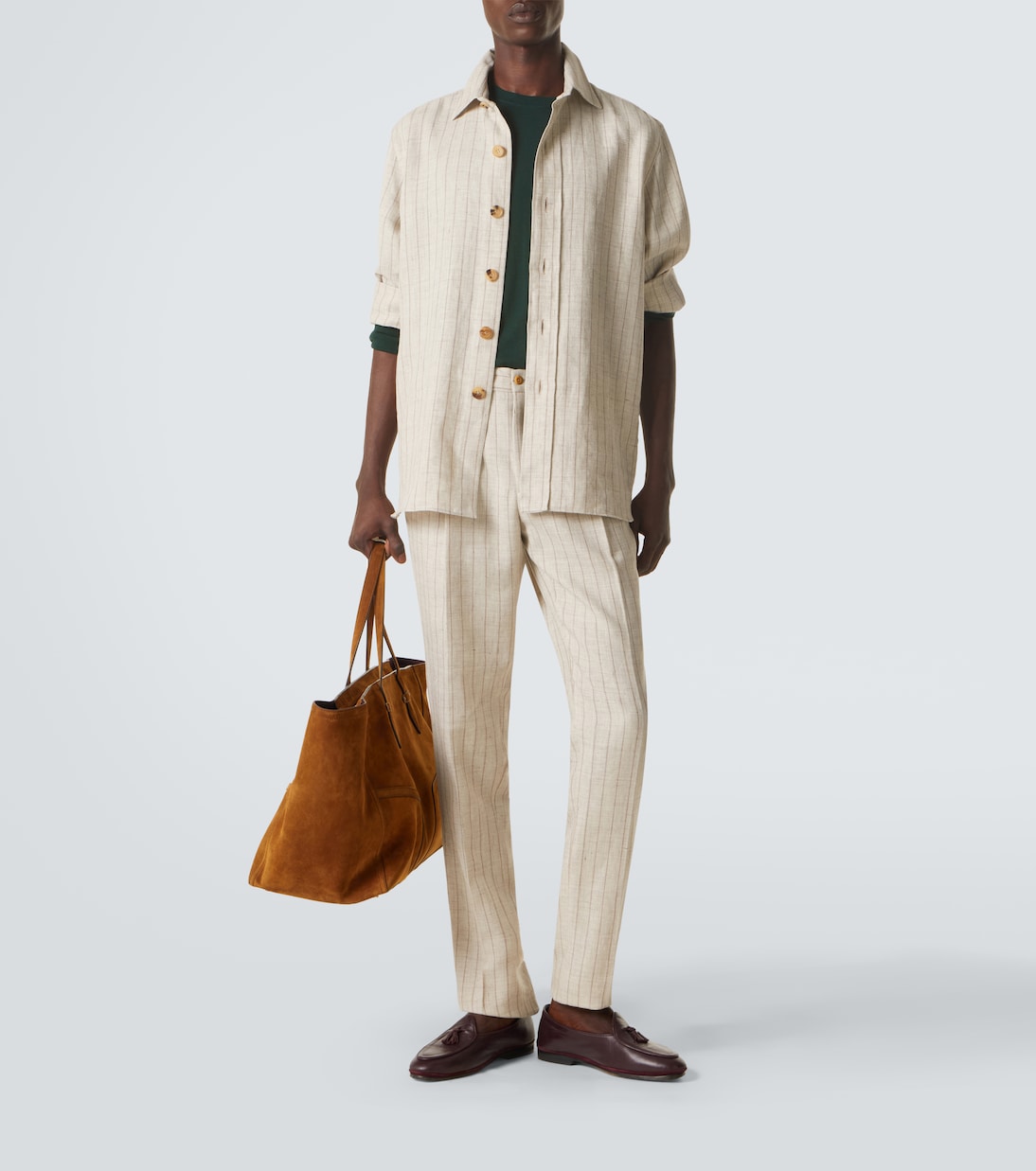 Striped linen and wool shirt | Rubinacci