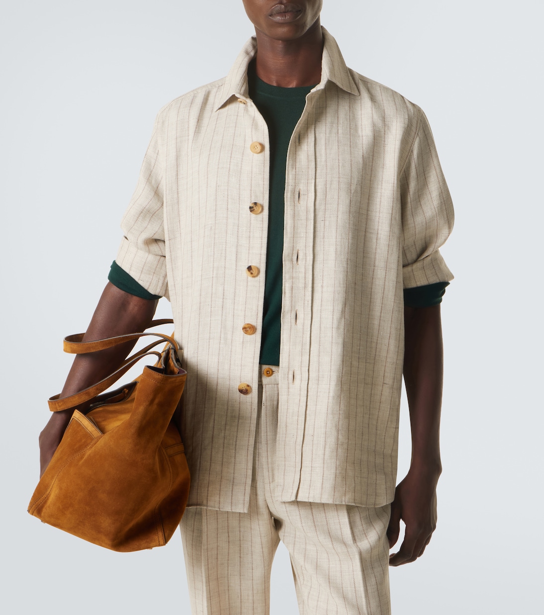 Striped linen and wool shirt | Rubinacci