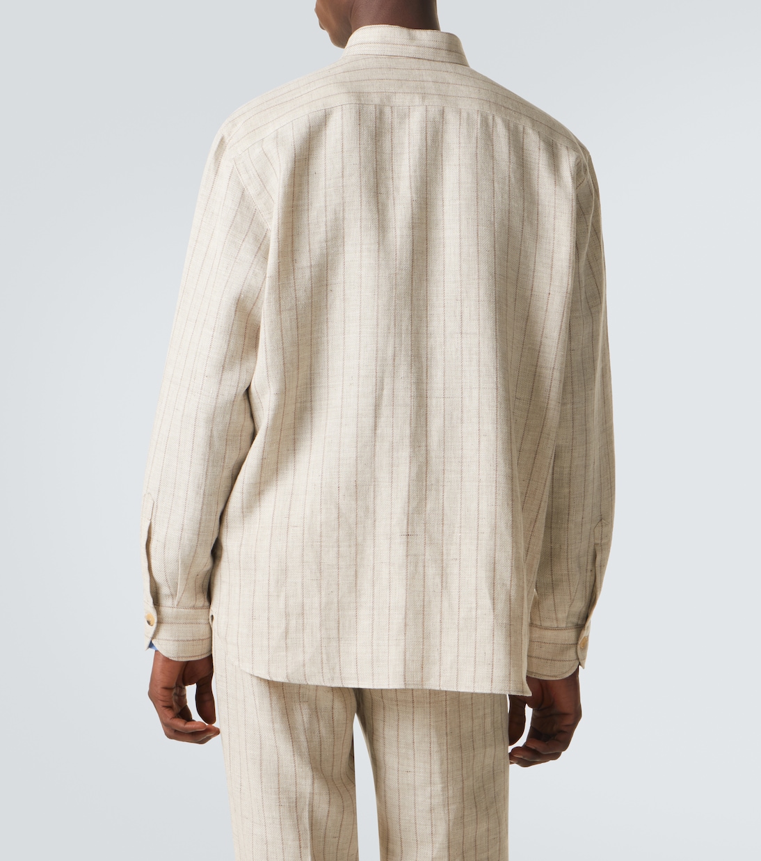 Striped linen and wool shirt | Rubinacci