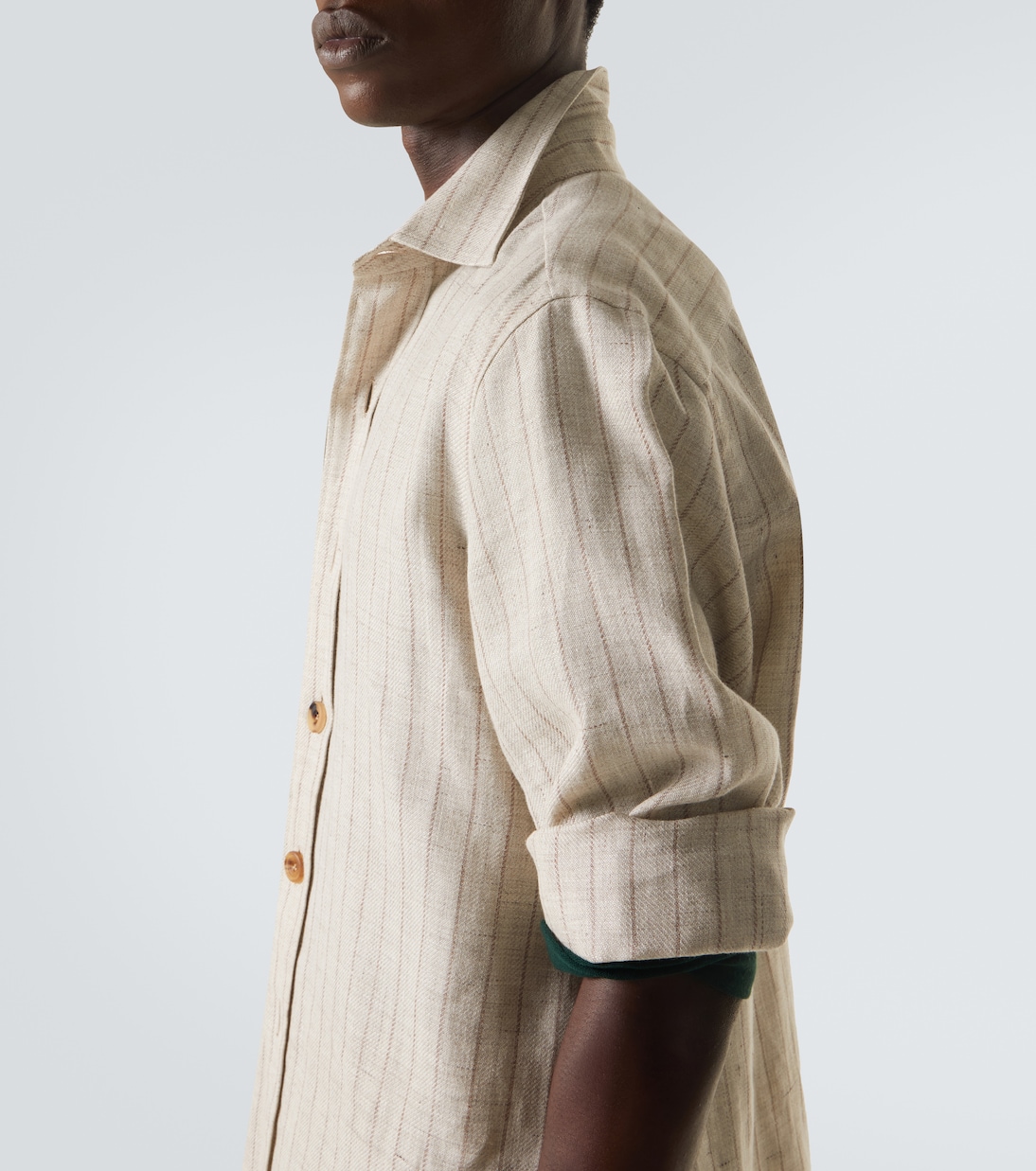 Striped linen and wool shirt | Rubinacci