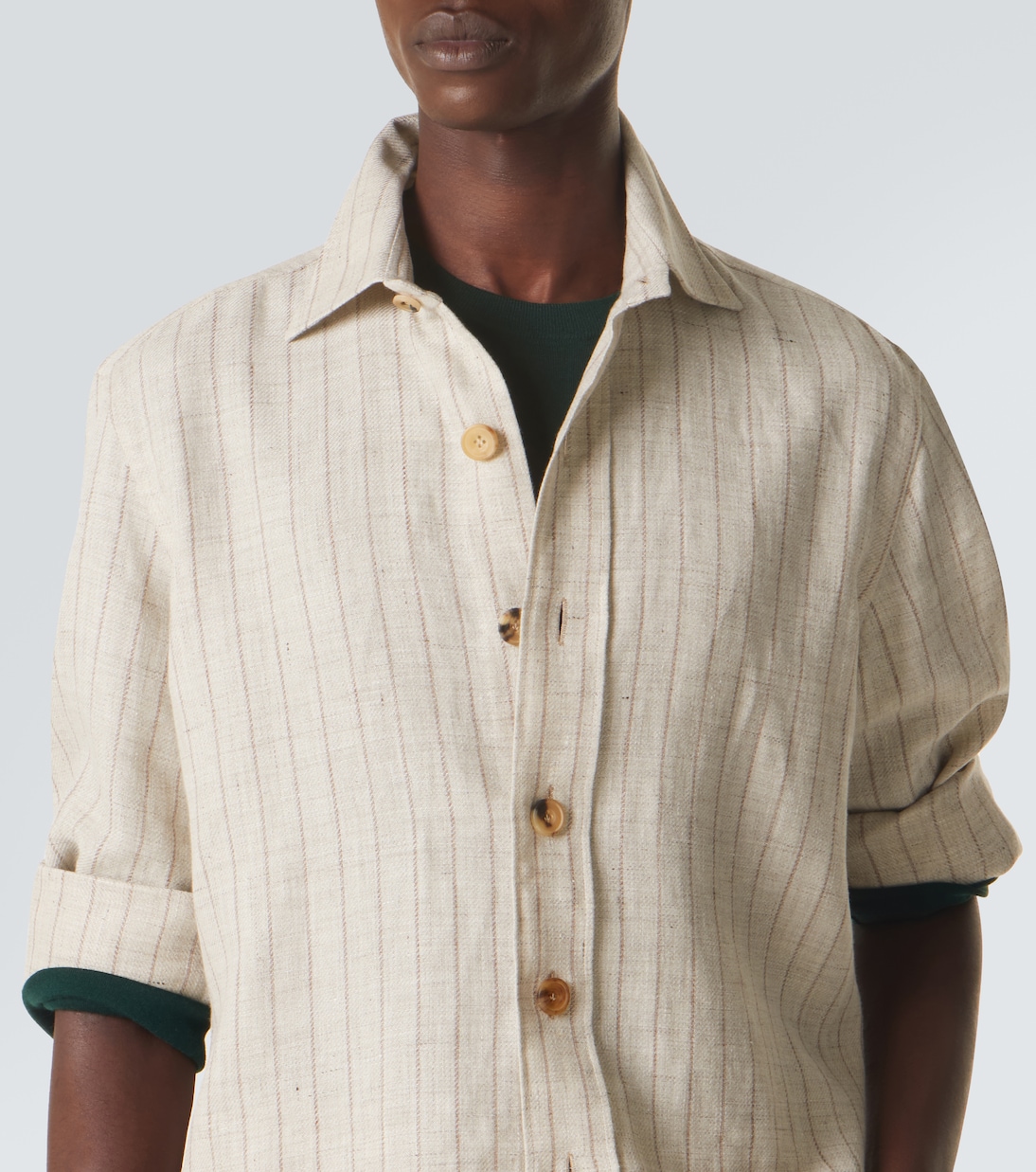 Striped linen and wool shirt | Rubinacci