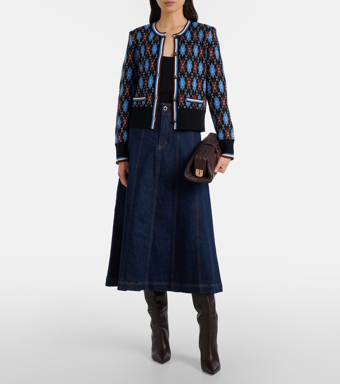 Alix denim midi skirt | Veronica Beard