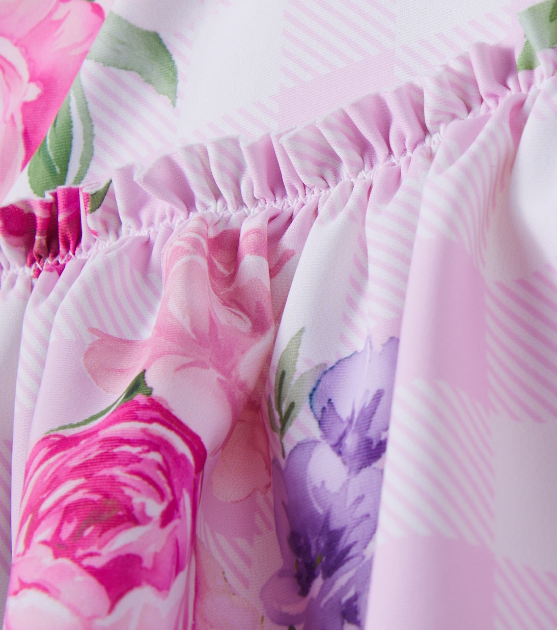 Floral gingham ruffled swimsuit | Monnalisa