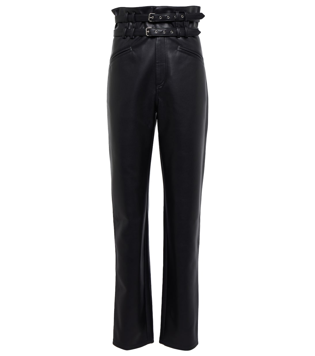 Faux-leather high-rise straight pants | Philosophy di Lorenzo Serafini