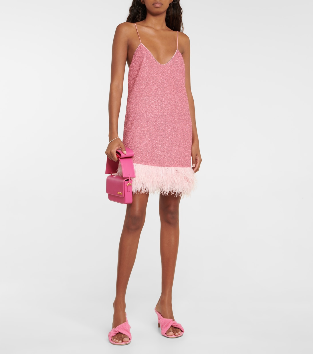 Lumière feather-trimmed minidress | Oséree