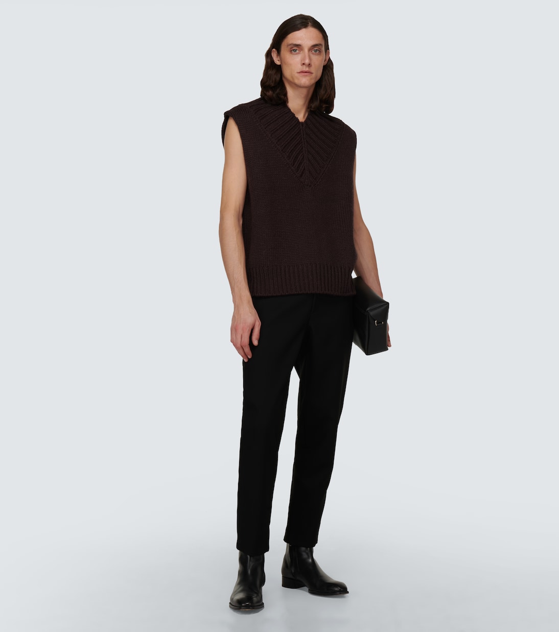 Hose aus Wolle mit Leder | Jil Sander