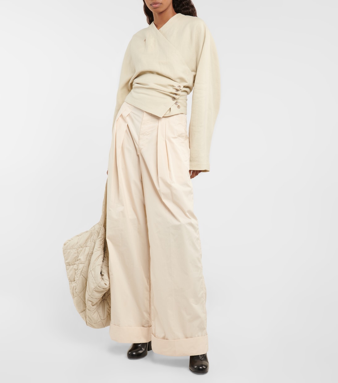 Pantalones anchos de popelín de algodón | Lemaire