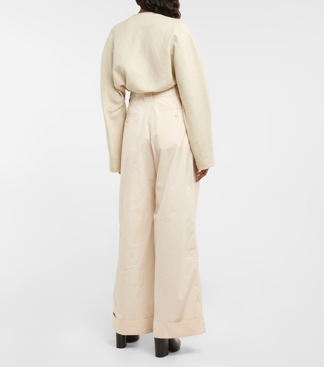 Pantalones anchos de popelín de algodón | Lemaire