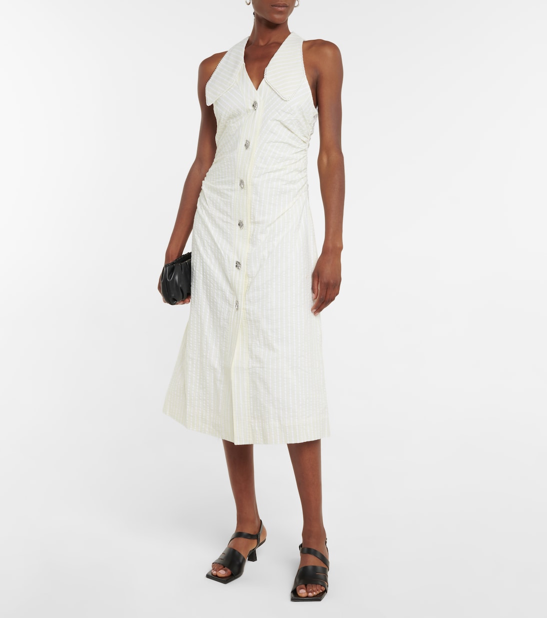 Abito midi in seersucker | Ganni