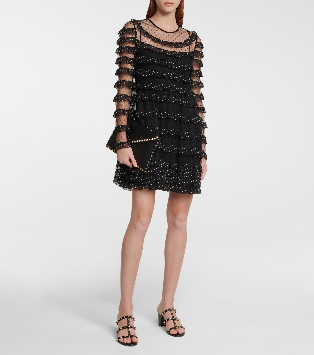 Miniabito in georgette e tulle point d'esprit | REDValentino