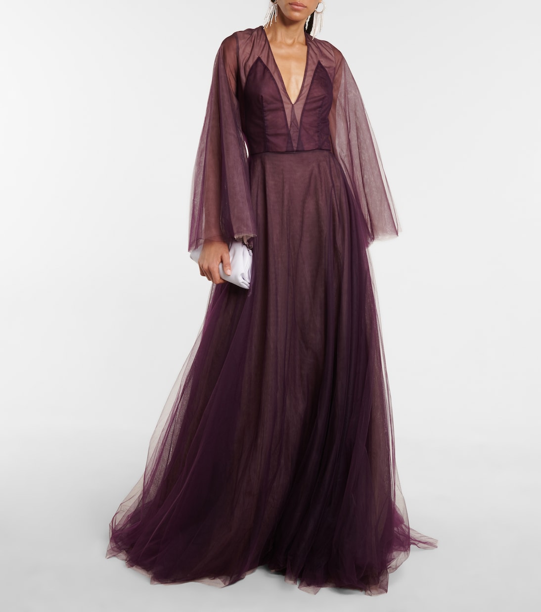 Jolie layered tulle gown in purple Costarellos Mytheresa
