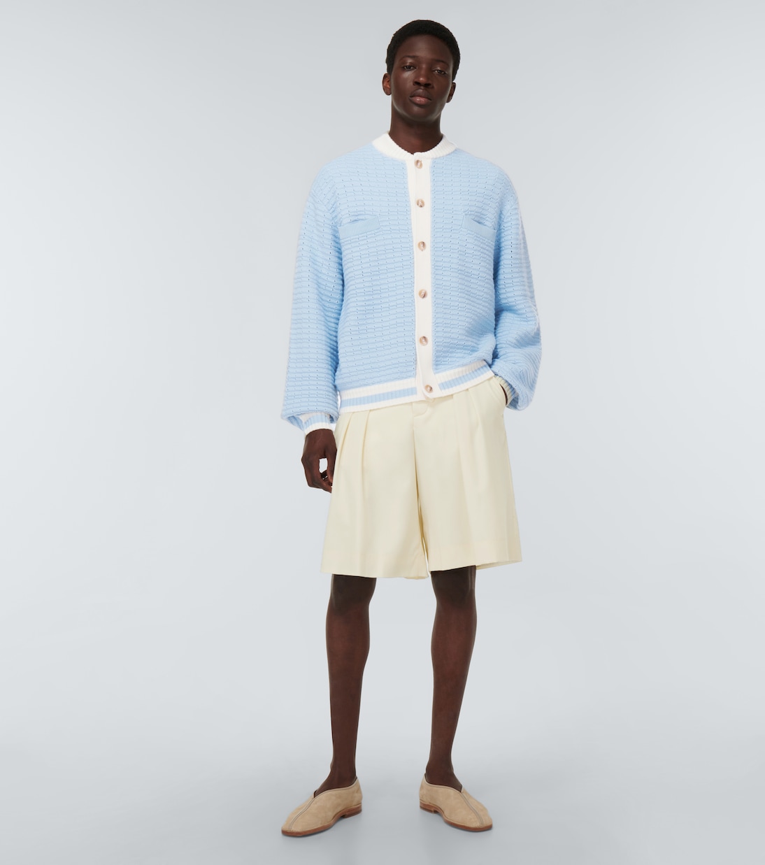 Shorts anchos de lana con tiro alto | King & Tuckfield