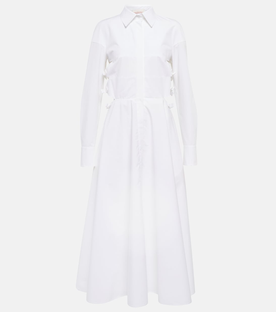Bow-embellished cotton shirt dress | Valentino