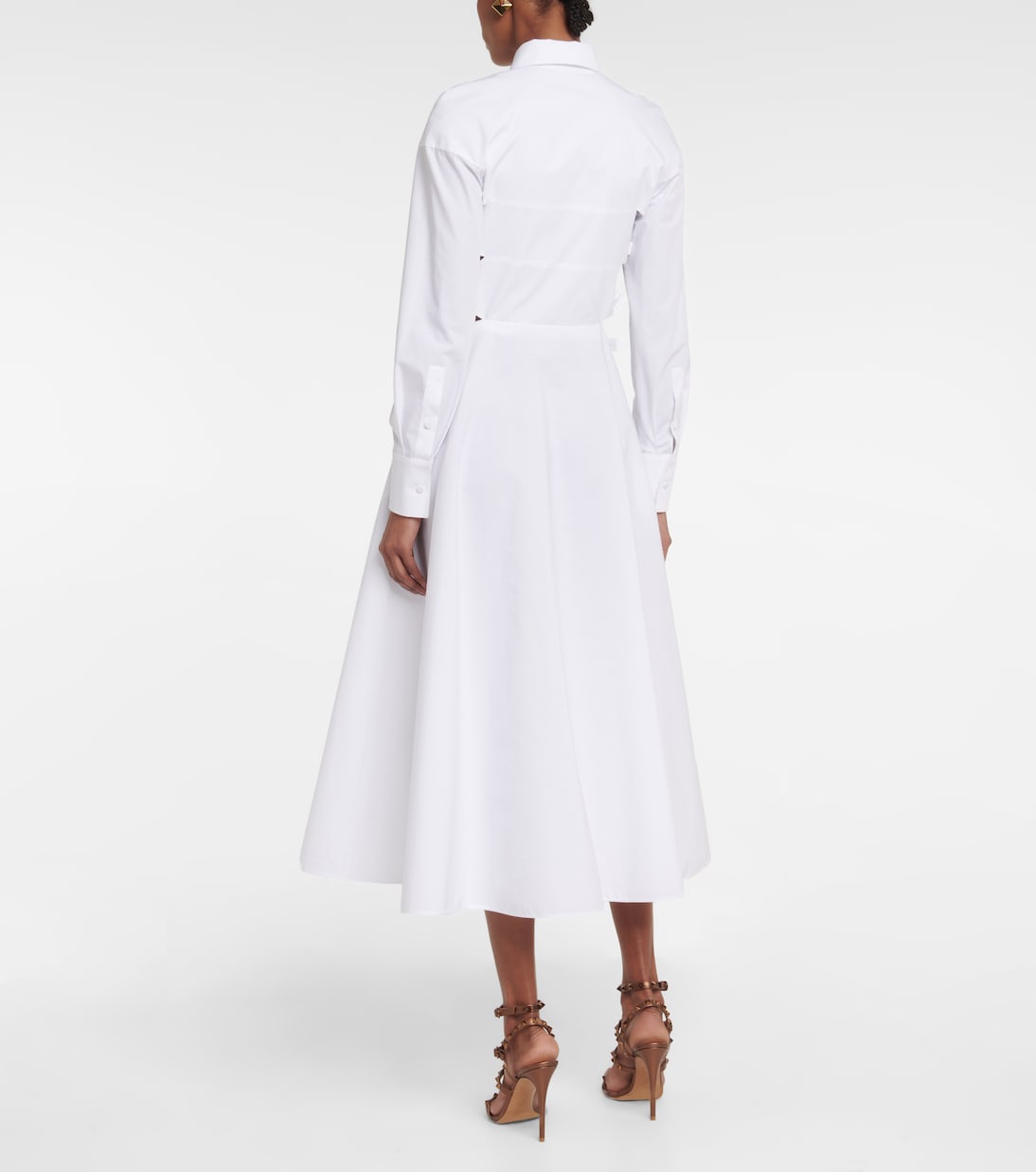 Bow-embellished cotton shirt dress | Valentino