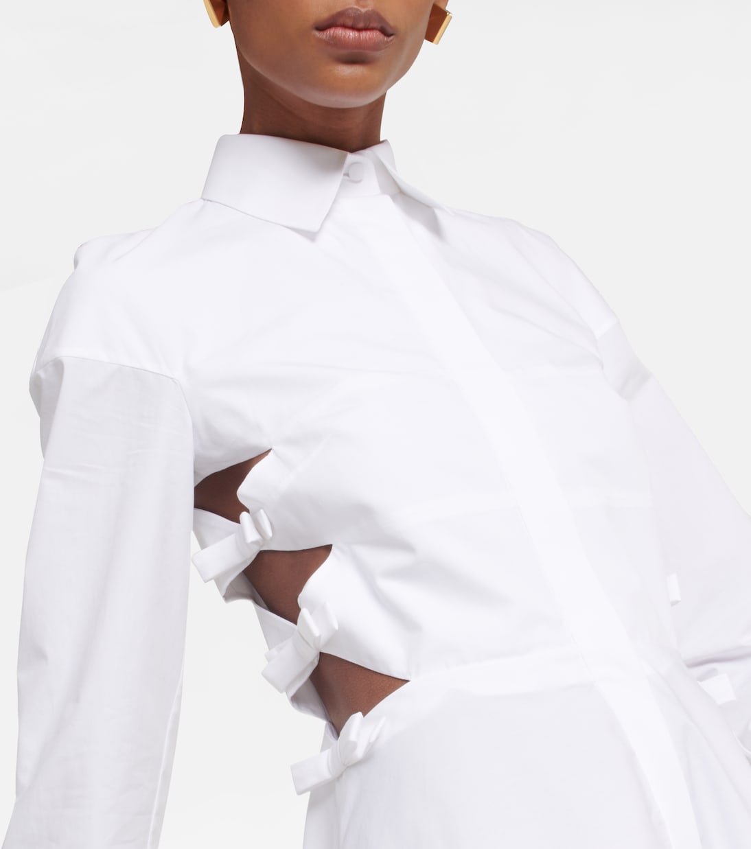 Bow-embellished cotton shirt dress | Valentino