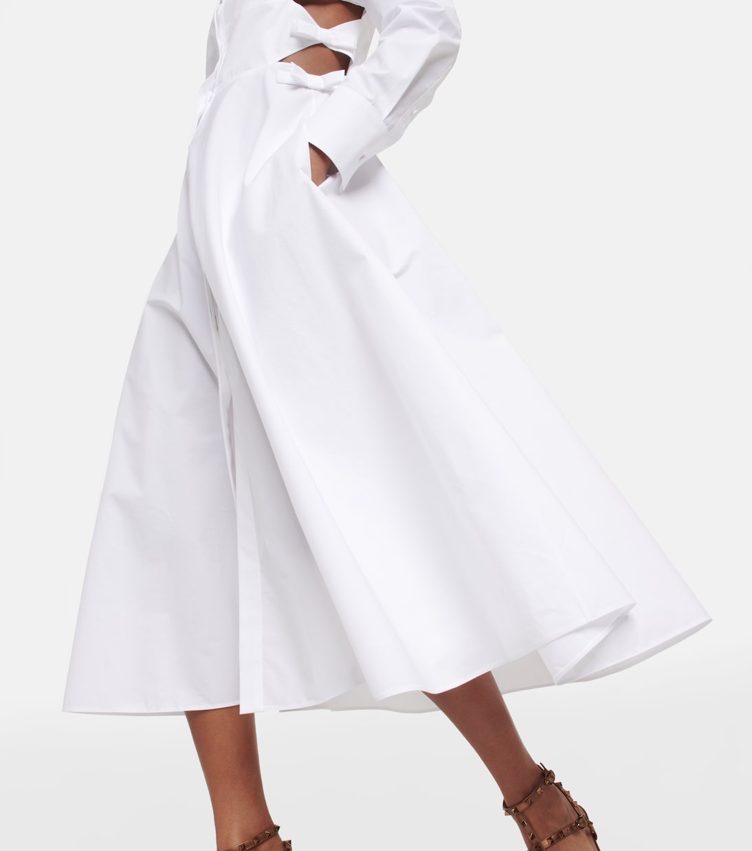 Bow-embellished cotton shirt dress | Valentino