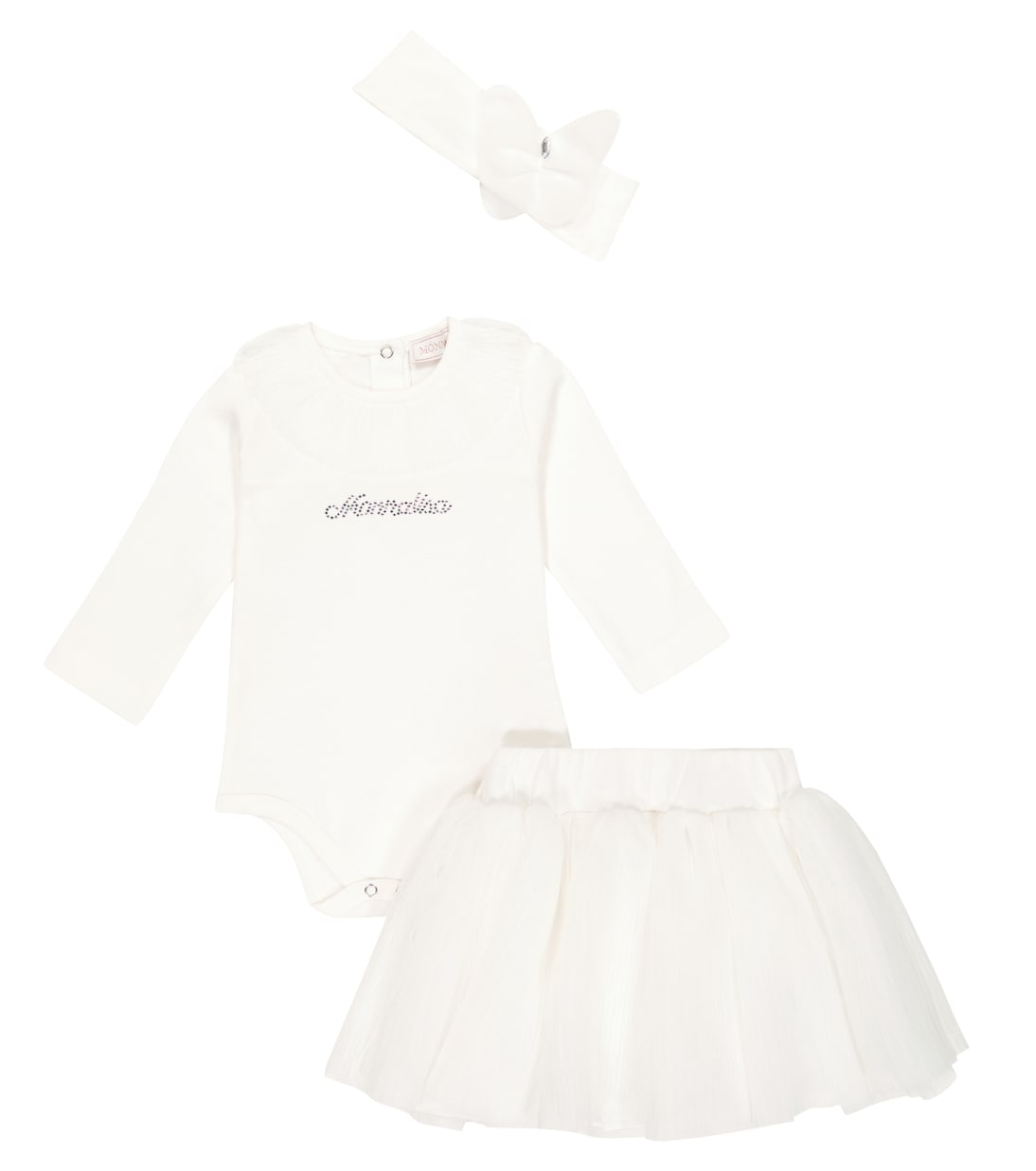 Bébé – Ensemble body, jupe et bandeau en coton | Monnalisa