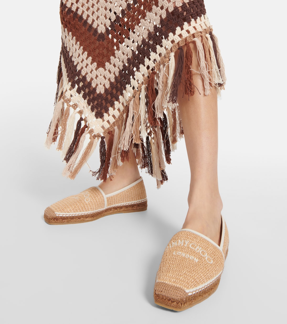 Brie Flat logo raffia espadrilles | Jimmy Choo