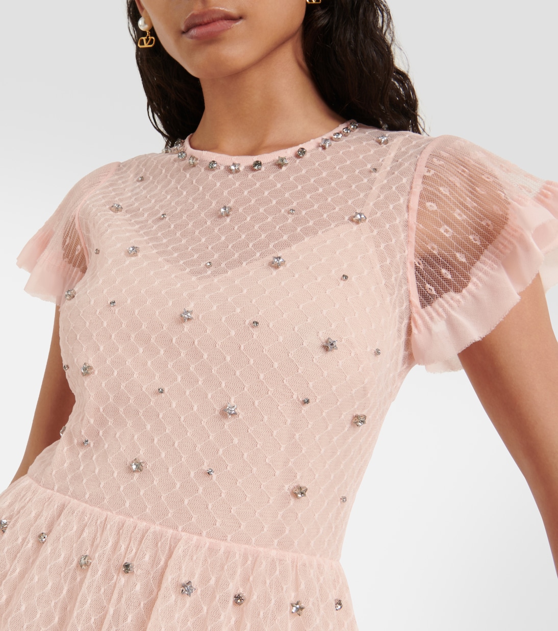 Embellished point d’esprit tulle minidress | REDValentino