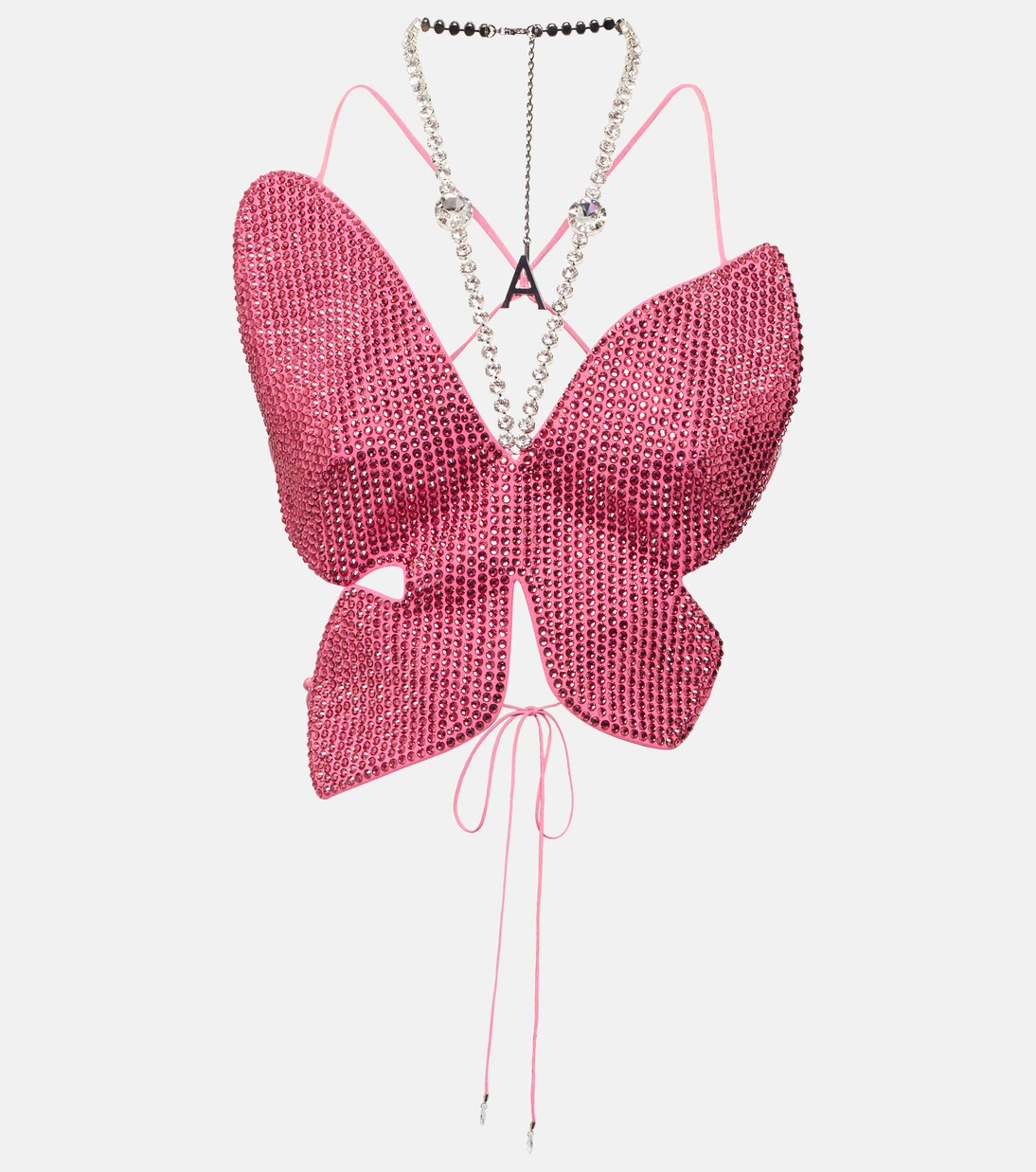 Butterfly embellished wool-blend top | Area