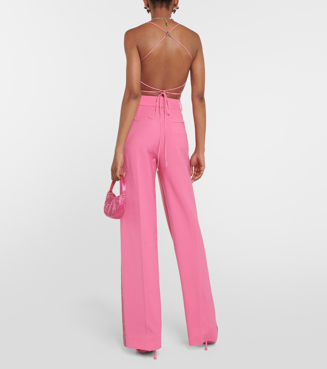 Butterfly embellished wool-blend top | Area