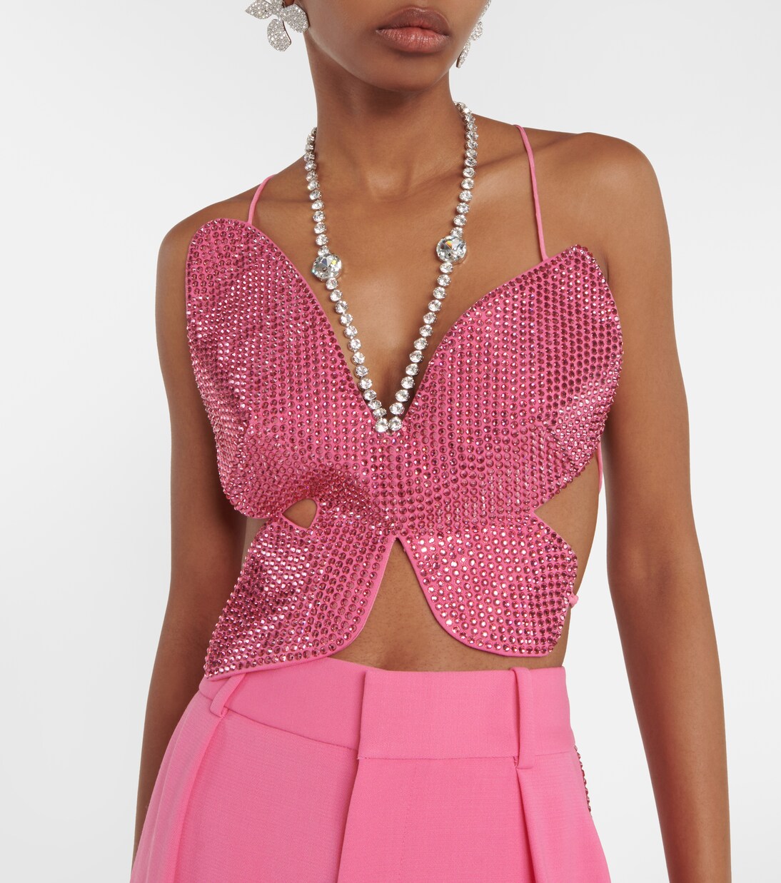 Butterfly embellished wool-blend top | Area