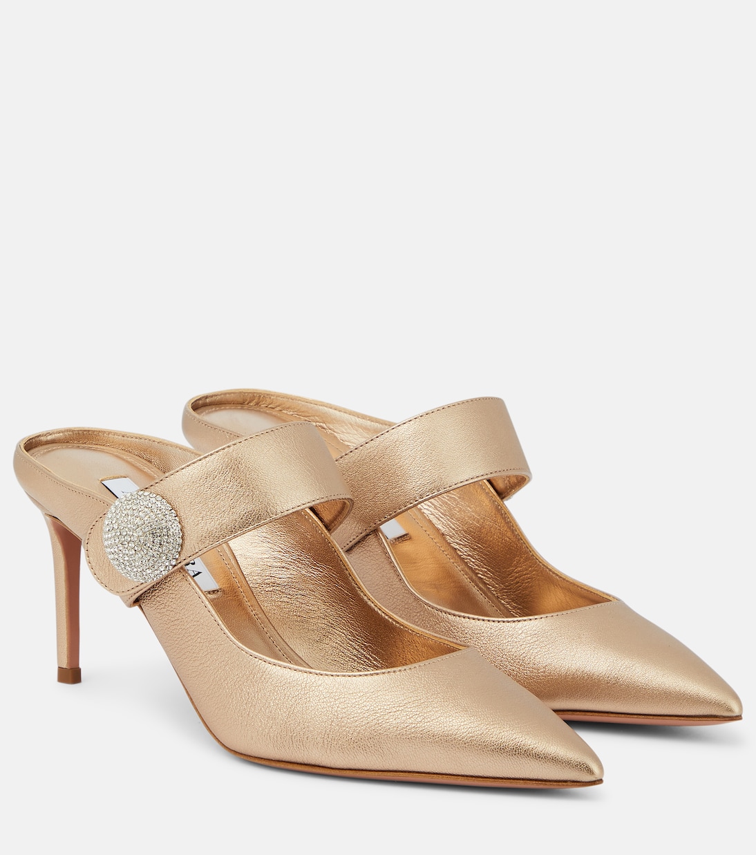 Crystal Macaron 75 embellished mules | Aquazzura