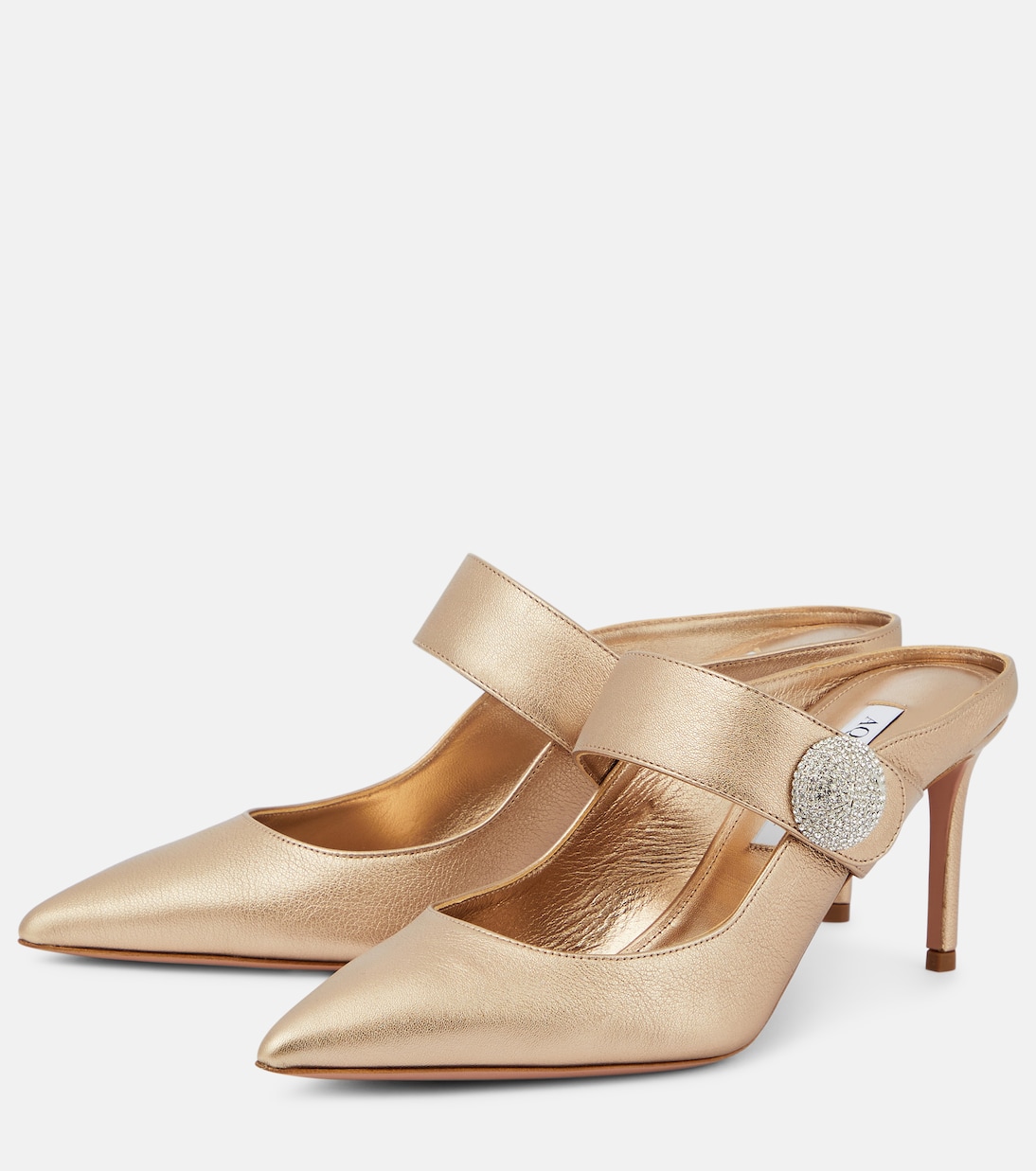 Crystal Macaron 75 embellished mules | Aquazzura