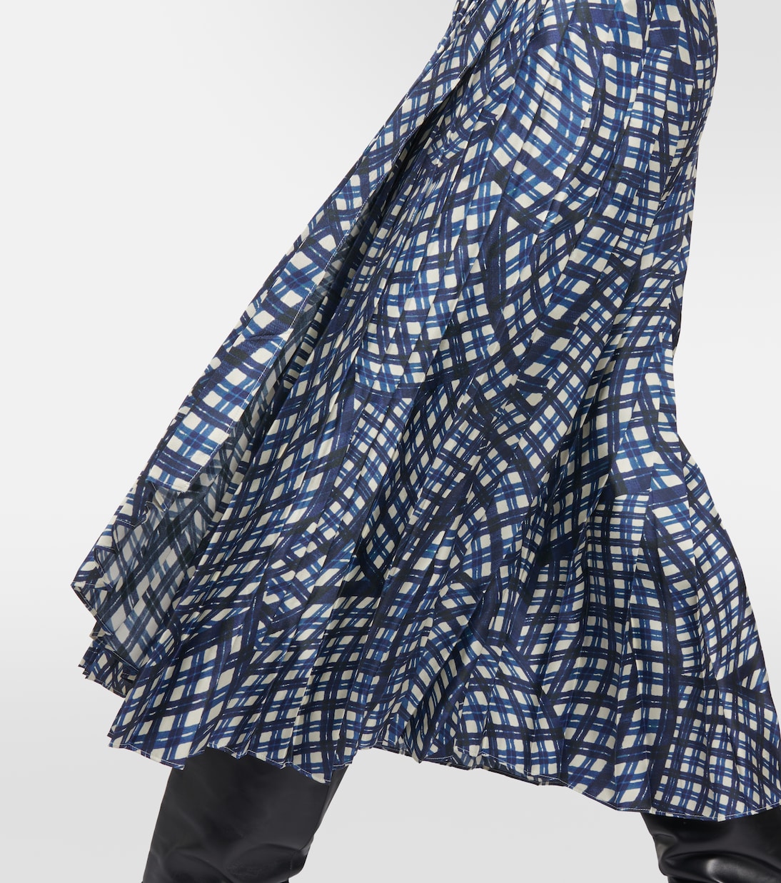 Checked pleated silk shirt dress | Tory Burch