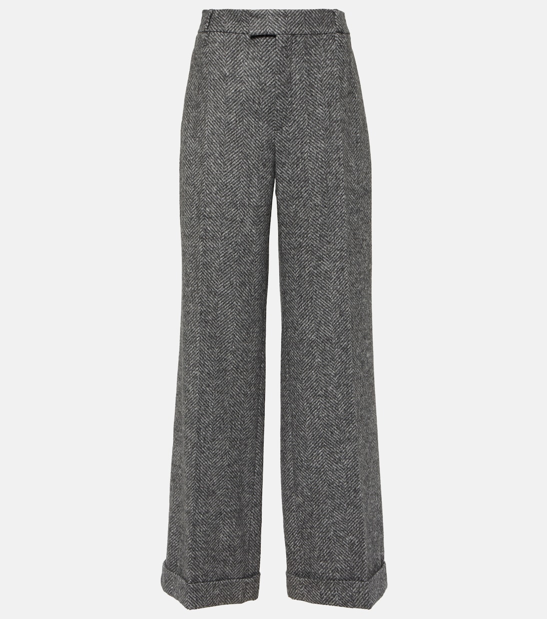 Herringbone wool-blend flared pants | Brunello Cucinelli