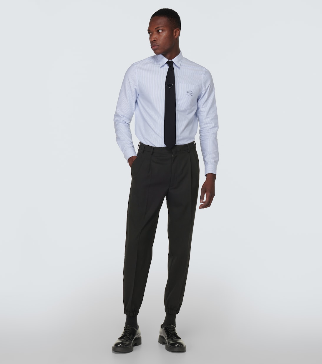 Wool gabardine slim pants | Prada